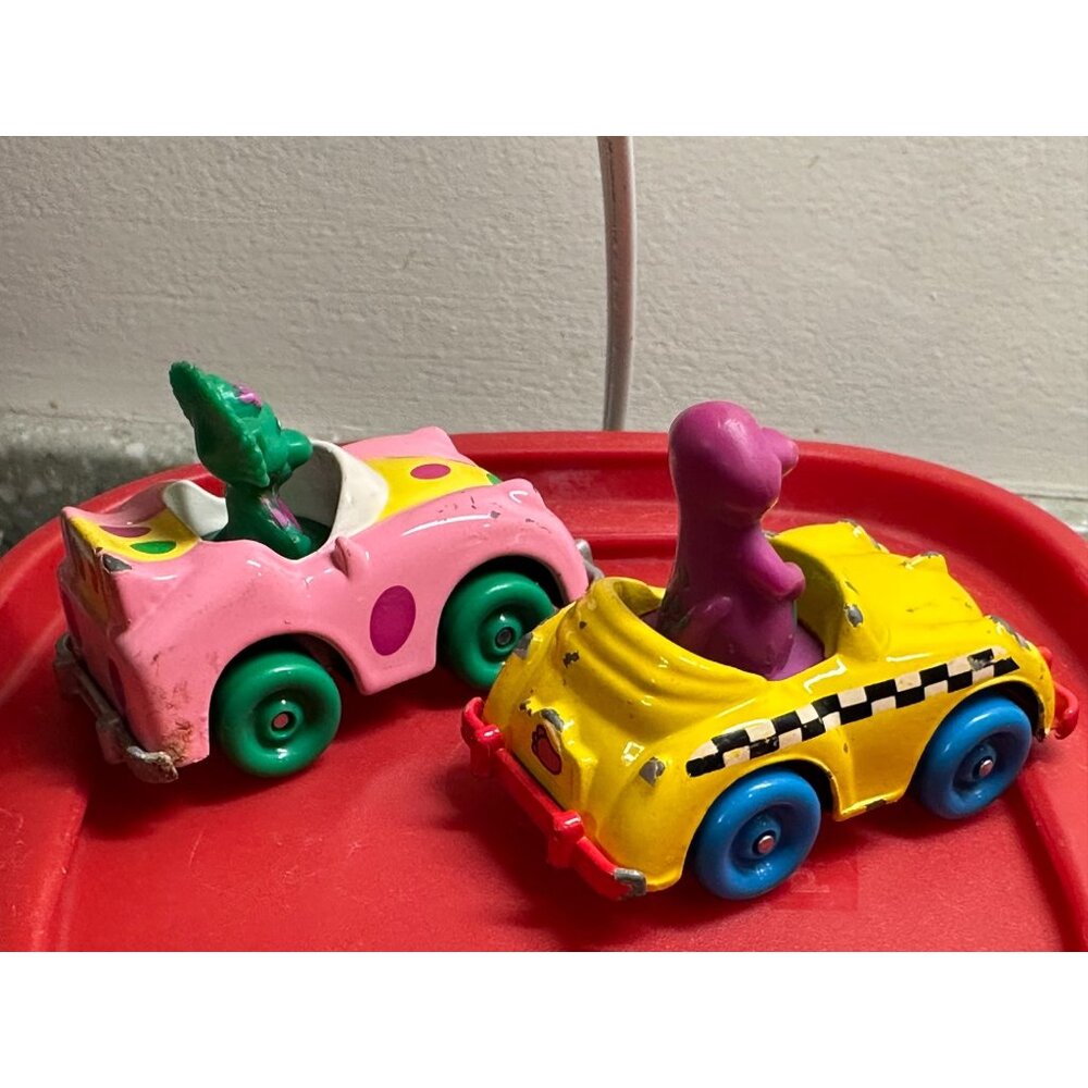 Barney Friends Die Cast Toy Cars Set Barney Baby Bop Characters Cars 80s 90s Vtg - Picture 4 of 8